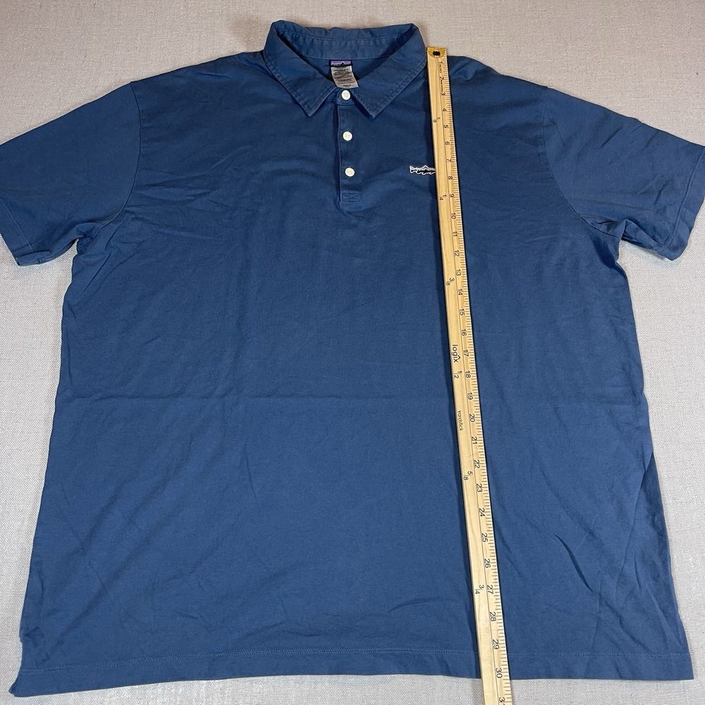 Patagonia Polo Shirt Men 2XL Short Sleeve Fish Logo Organic Cotton - Picture 7 of 7